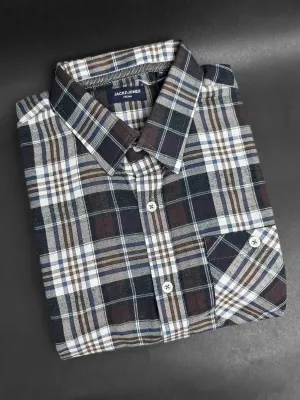 Men's Multicolor Charcoal Grey Check Shirt