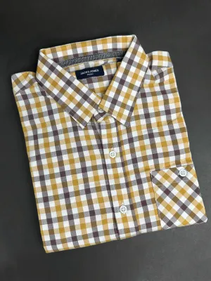 Men's Multicolor Yellow Check Shirt