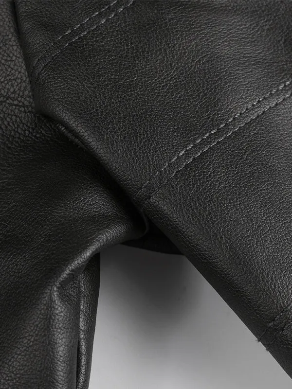 Men's Stand Collar PU Leather Motorcycle Jacket