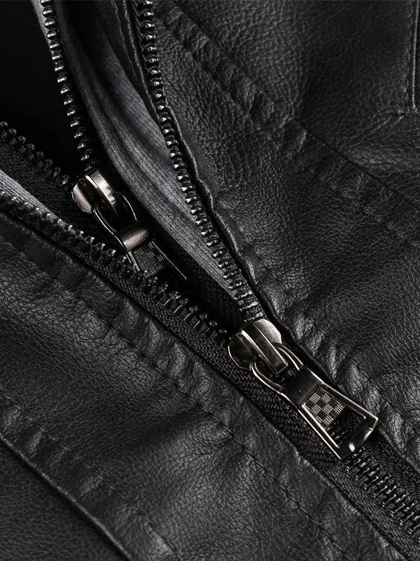 Men's Stand Collar PU Leather Motorcycle Jacket