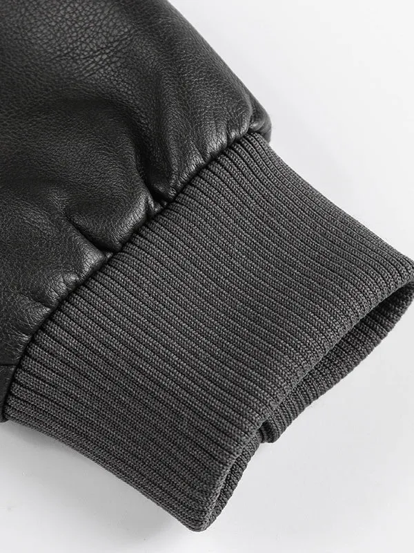 Men's Stand Collar PU Leather Motorcycle Jacket