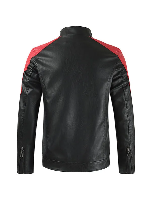 Men's Thin Graffiti Painting Motorcycle PU Leather Jacket