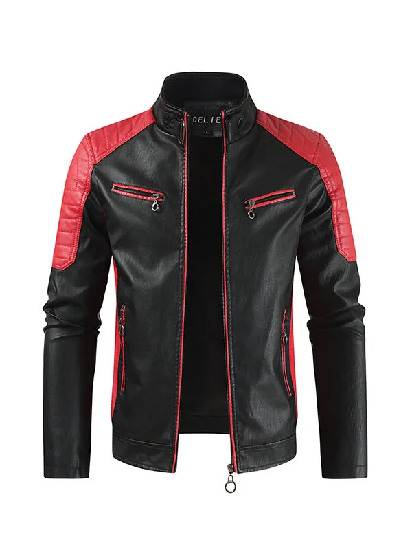 Men's Thin Graffiti Painting Motorcycle PU Leather Jacket