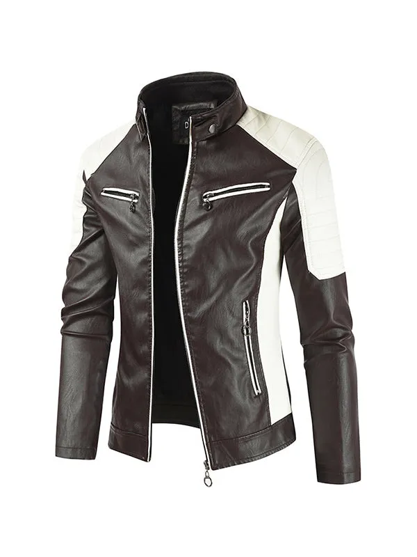 Men's Thin Graffiti Painting Motorcycle PU Leather Jacket
