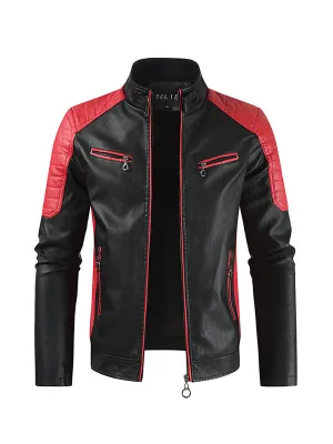 Men's Thin Graffiti Painting Motorcycle PU Leather Jacket