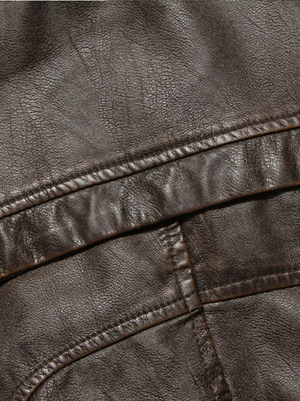 Men's Washed PU Leather Jacket Motorcycle Leather Jacket