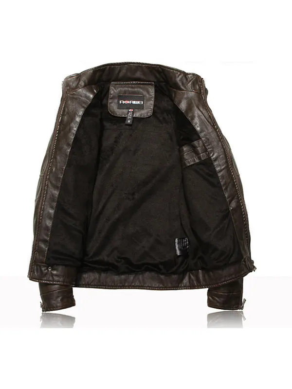 Men's Washed PU Leather Jacket Motorcycle Leather Jacket