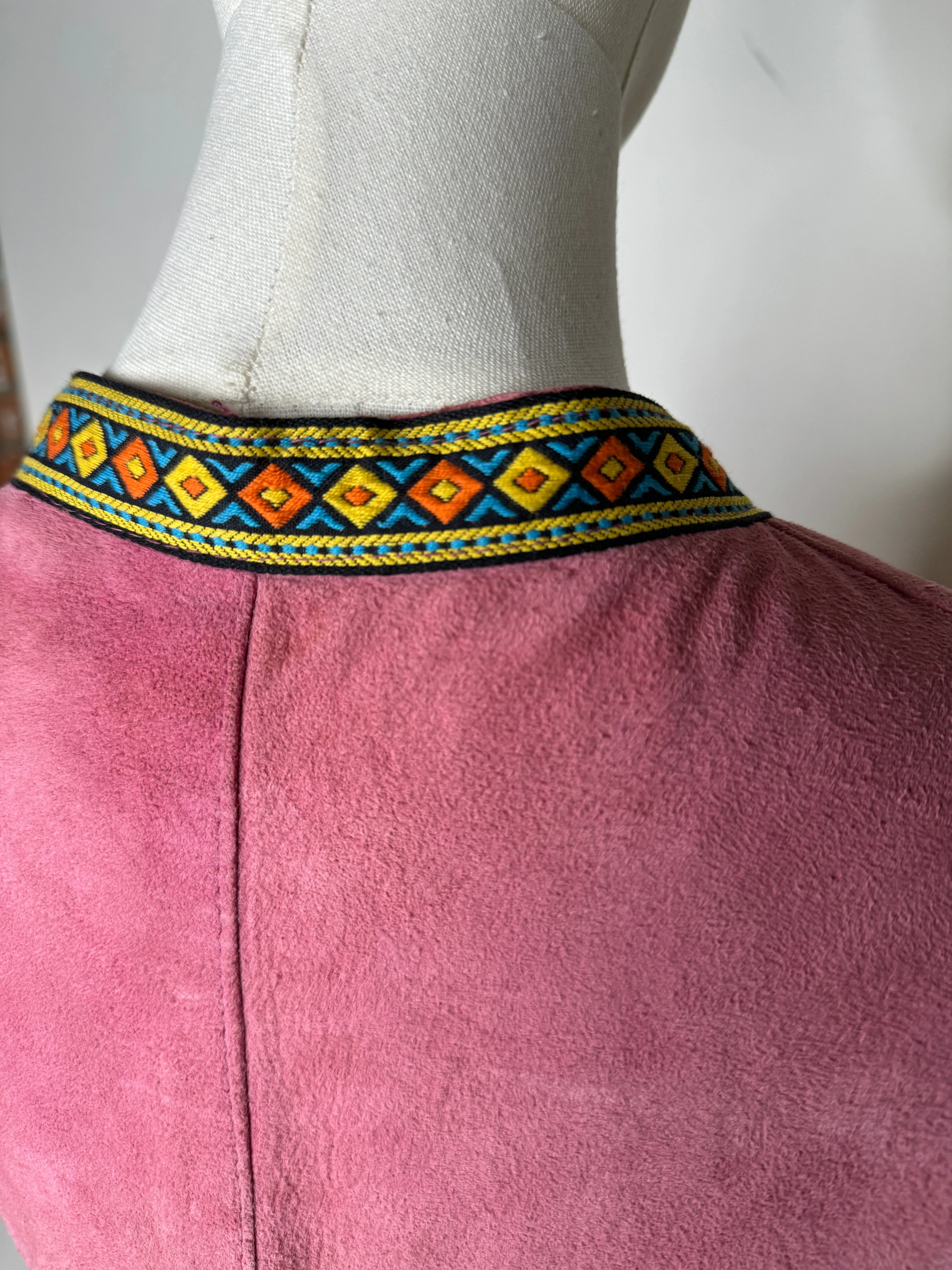 Pink Suede Fringed Western Mini Skirt Set 1960s