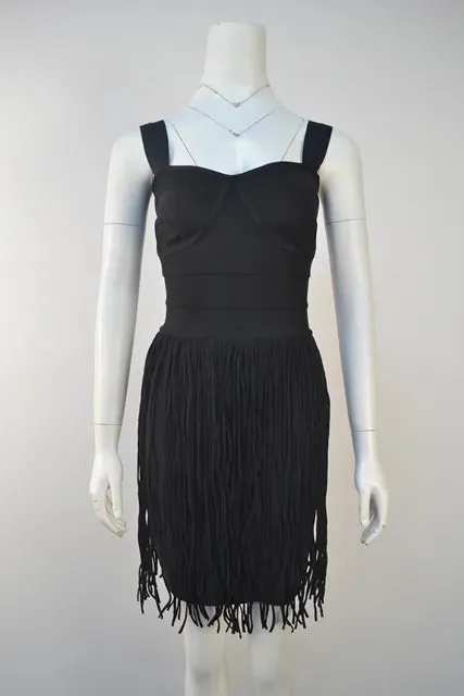 Pre Order:  V-Neck Shoulder Strap Tassel Mini Dress