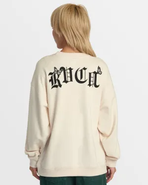 RVCA JUST FLOATIN CREW SWEATSHIRT - LATTE