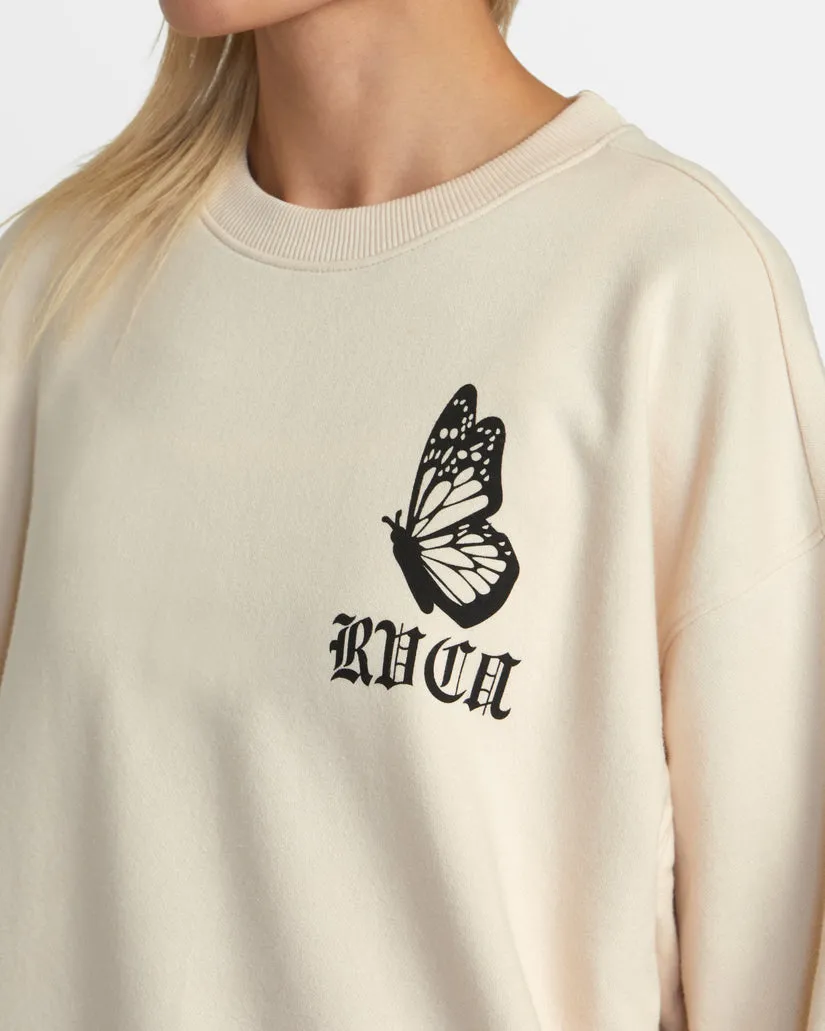 RVCA JUST FLOATIN CREW SWEATSHIRT - LATTE