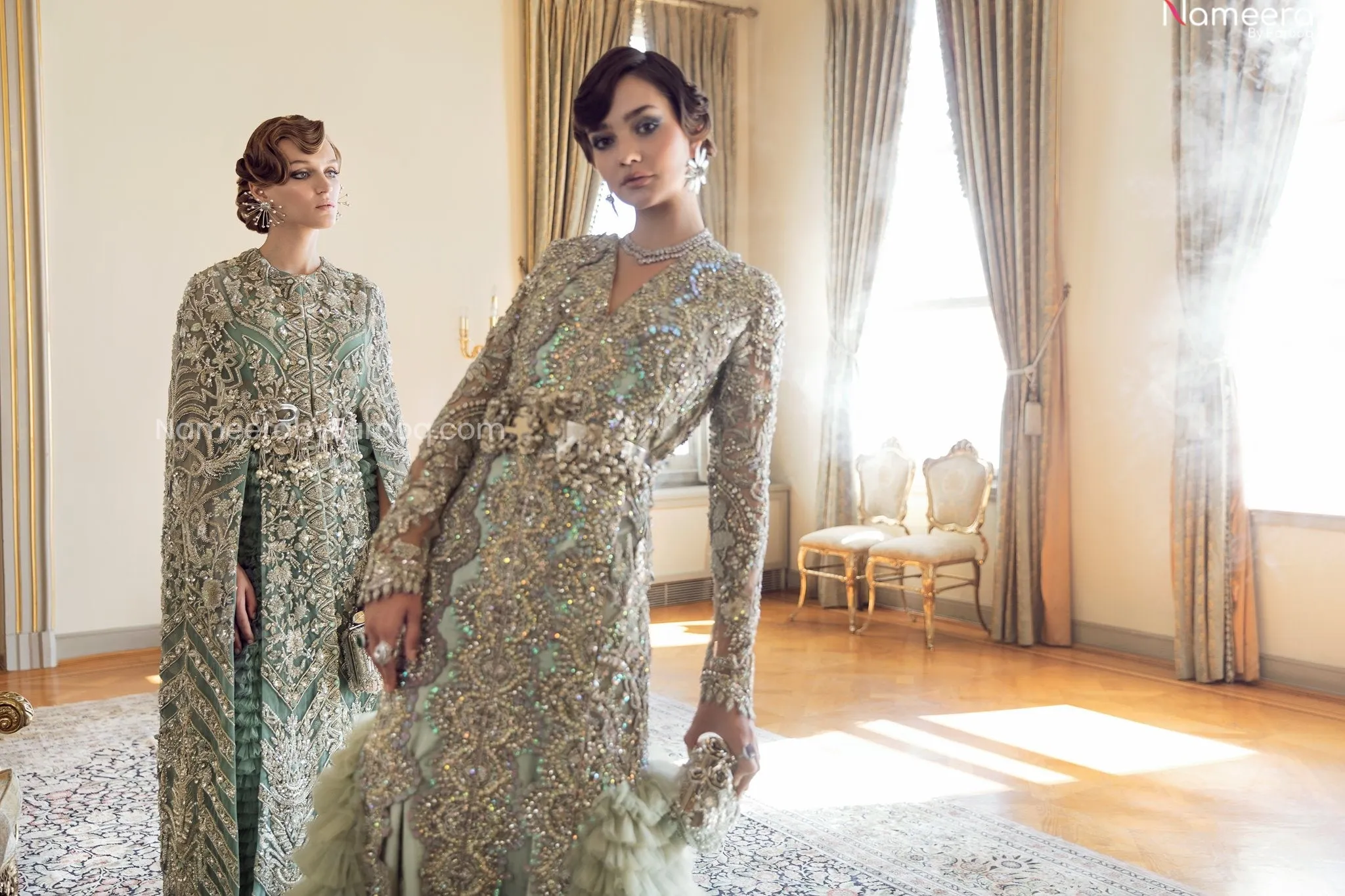 Sea Green Bridal Lehenga Designer Wedding Dress #BN796