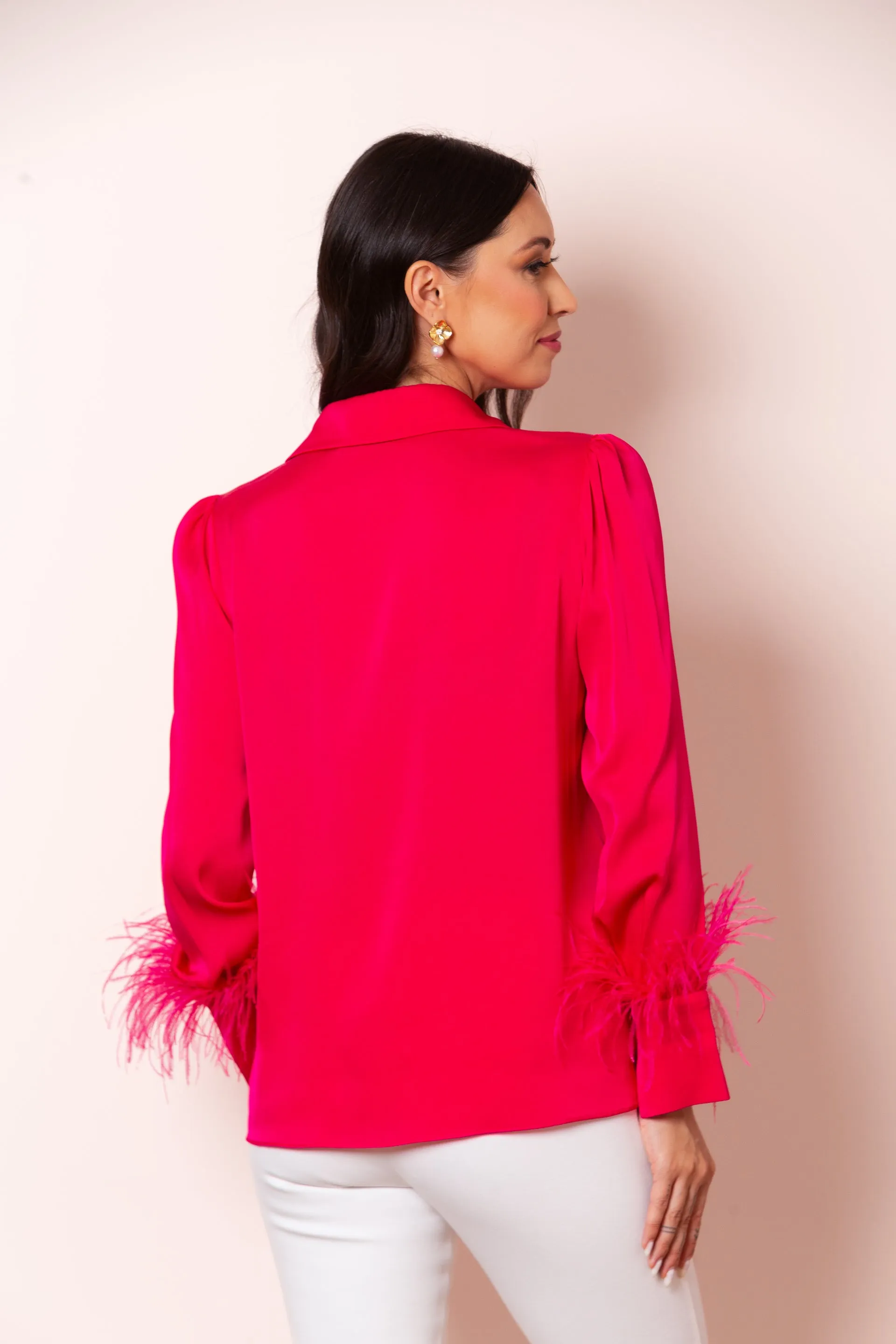 Silk Blouse with Feathers