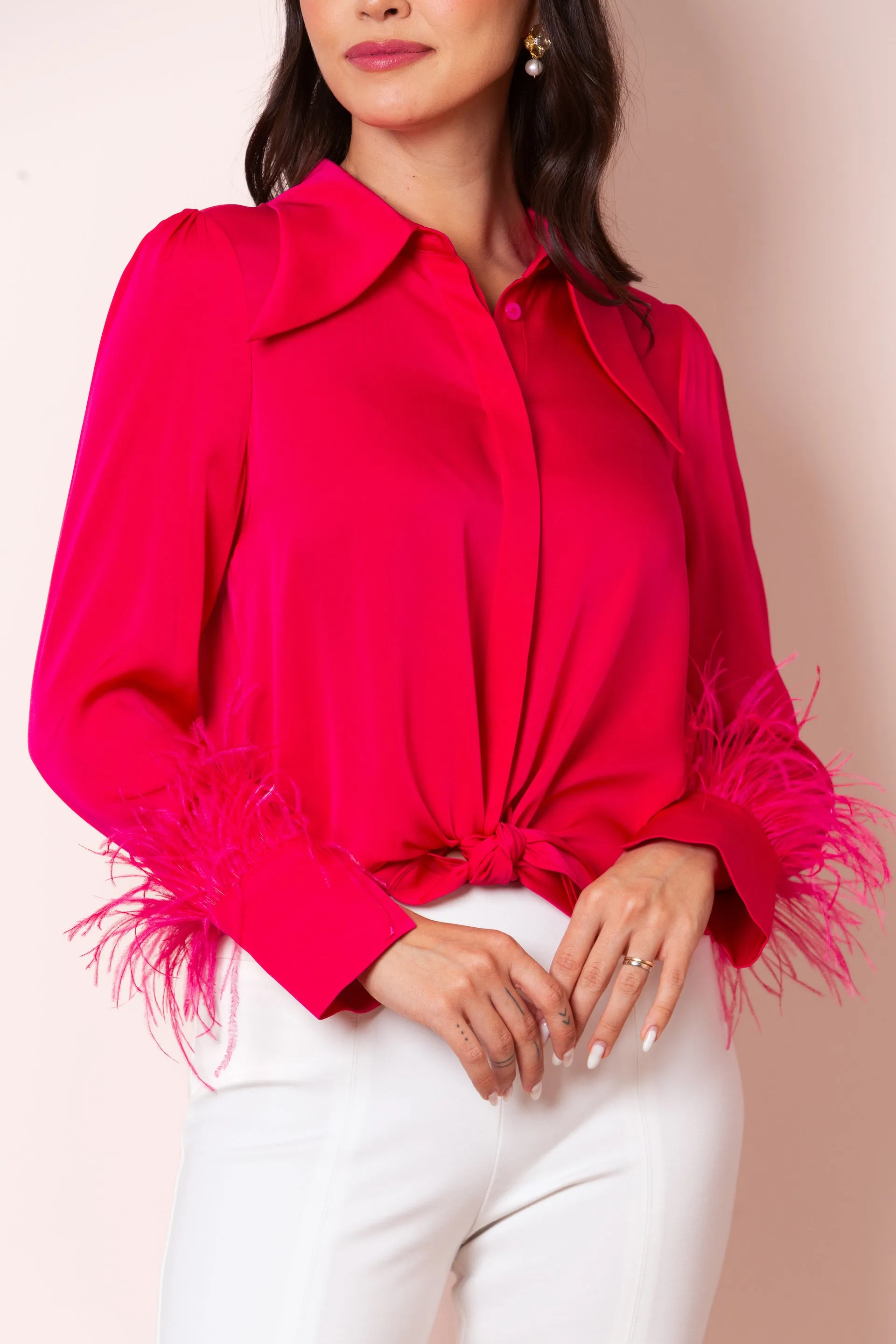 Silk Blouse with Feathers