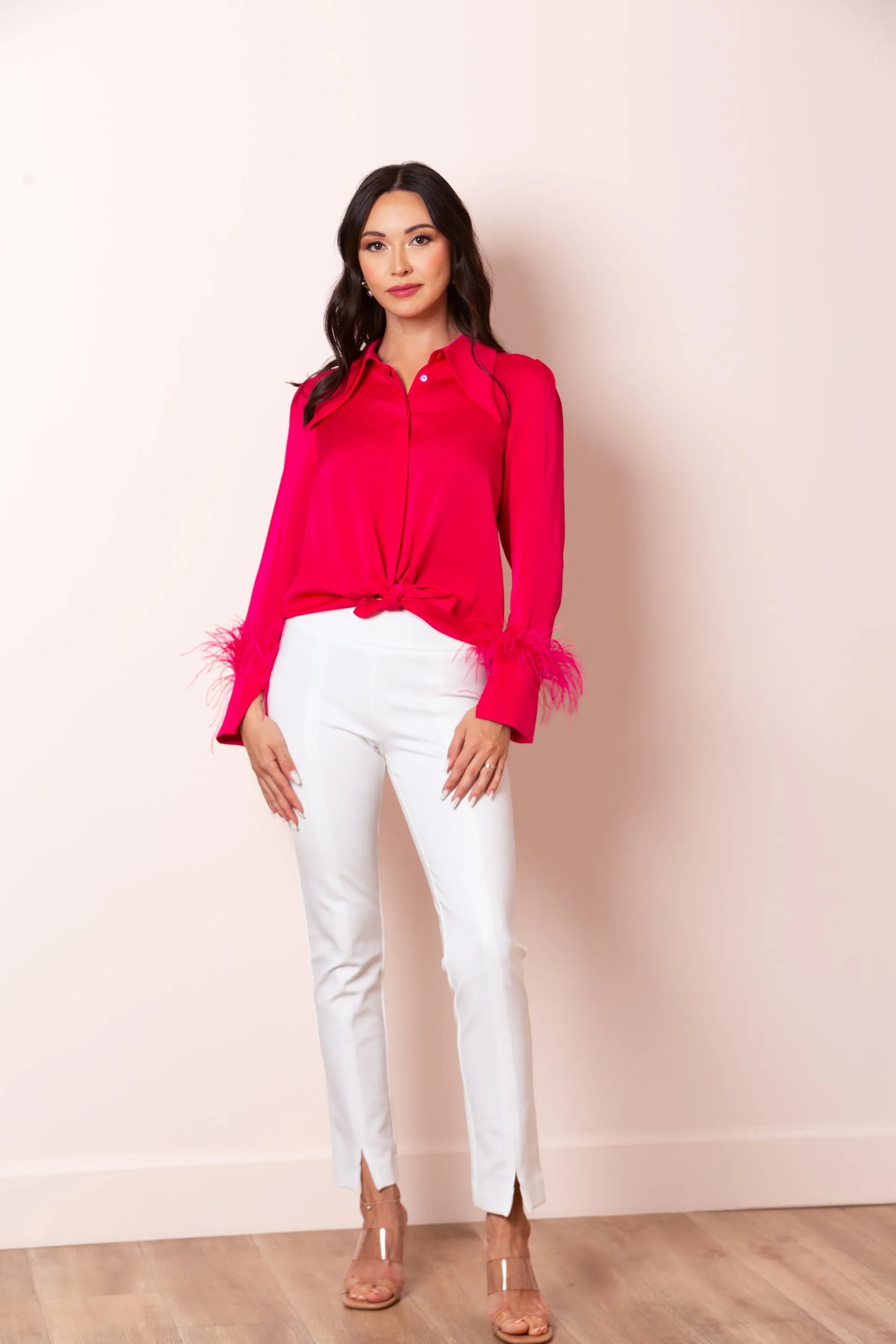 Silk Blouse with Feathers
