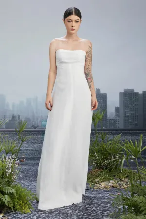Snow Crash Strapless Semi-Heart Neck Silk Polyester Floor Length Dress