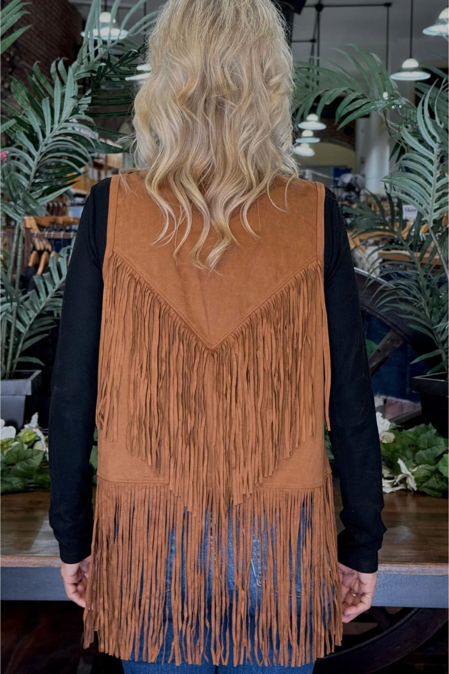 Soft Faux Suede Vest with Fringe by Cripple Creek