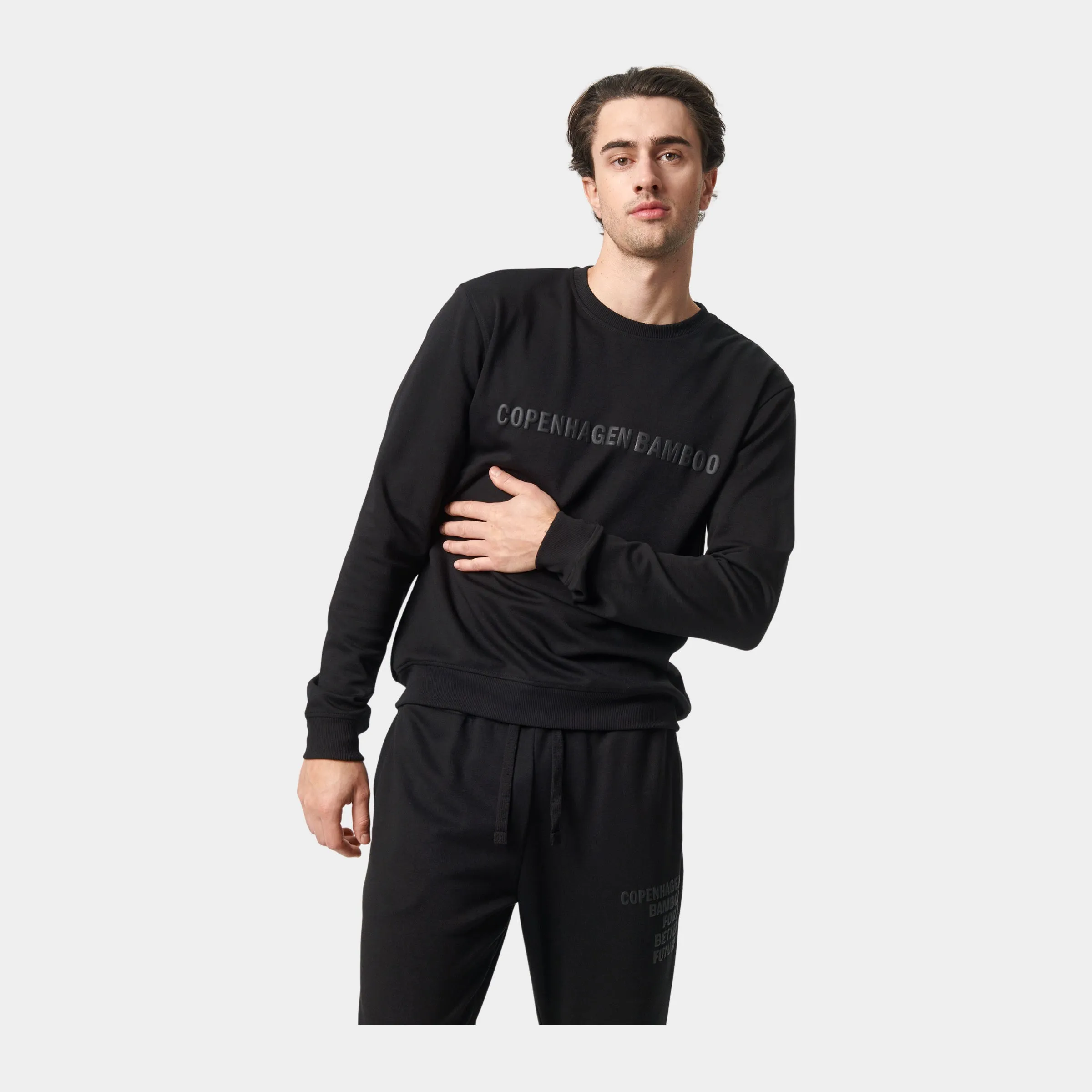Sort bambus sweatshirt med logo