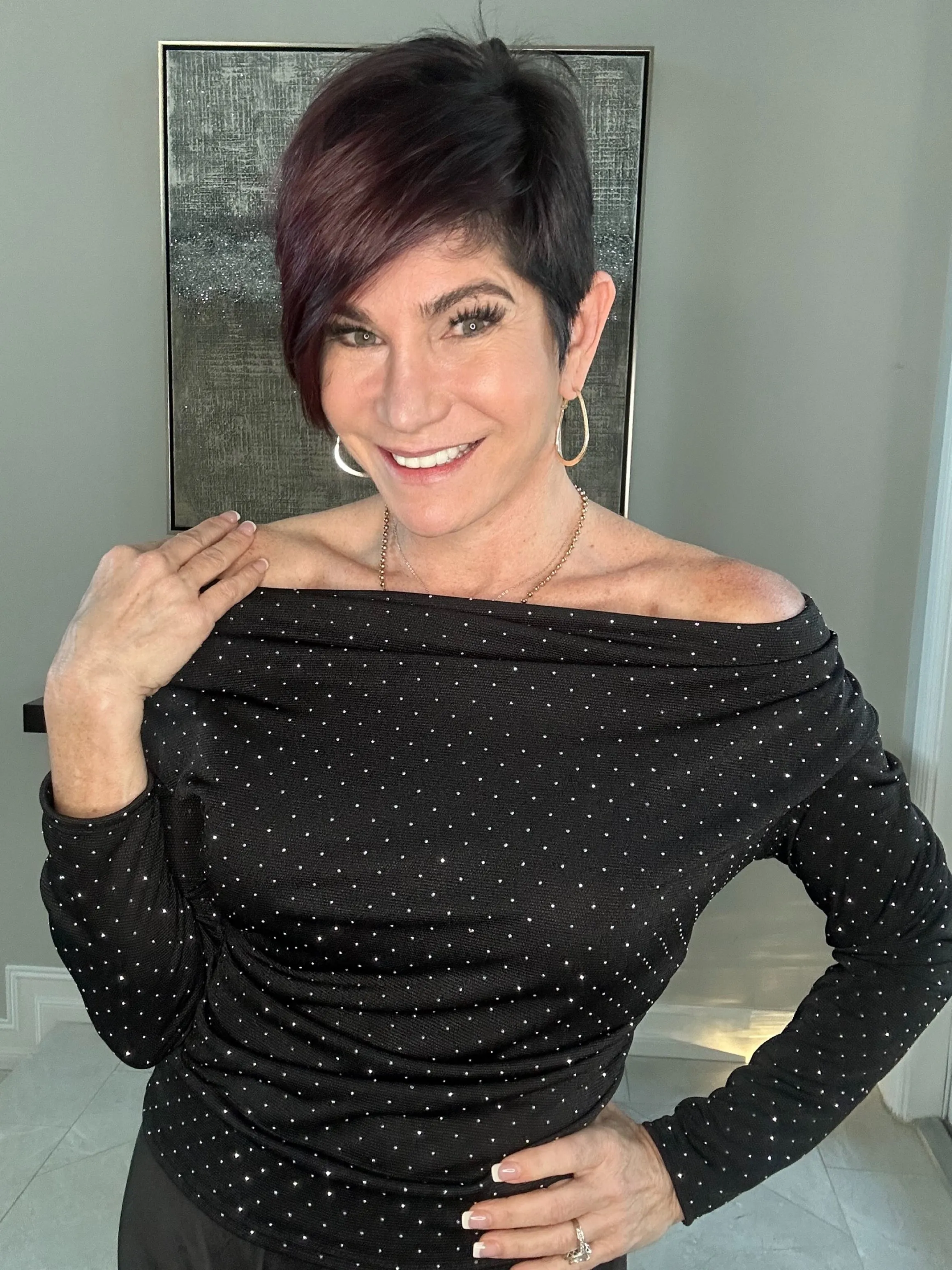 Stone Detail Cowl Neck Blouse