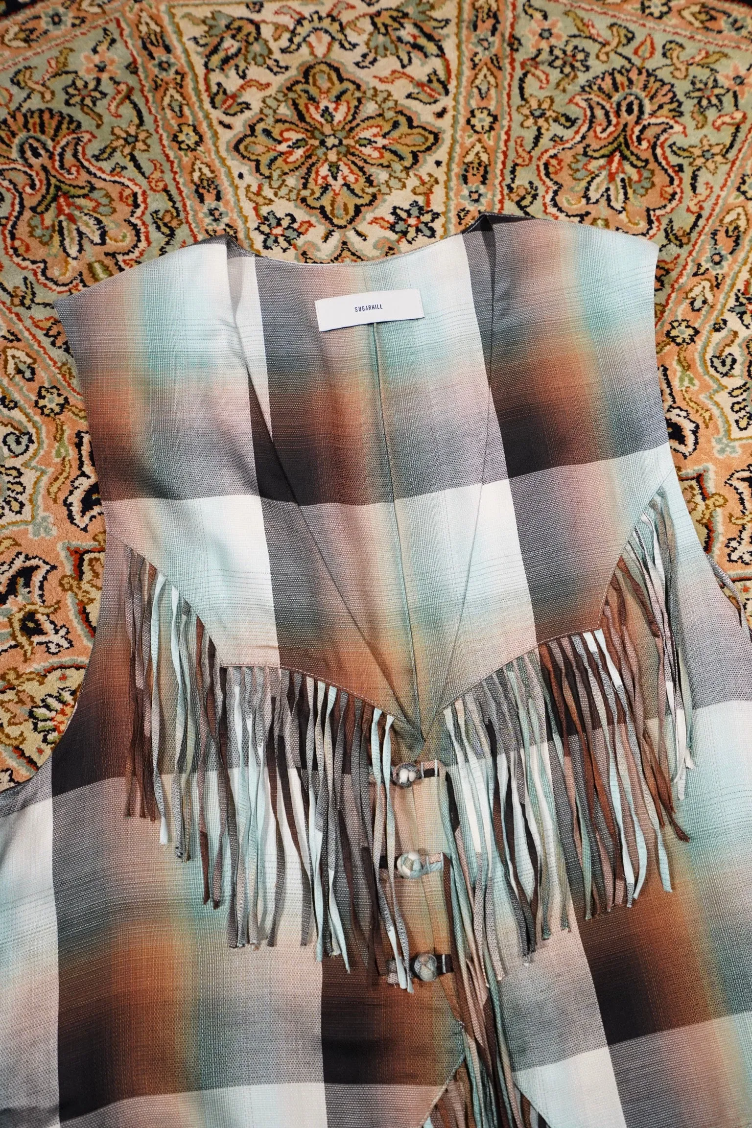 SUGARHILL SUGARHILL Ombre Panama Fringe Vest (GREEN)