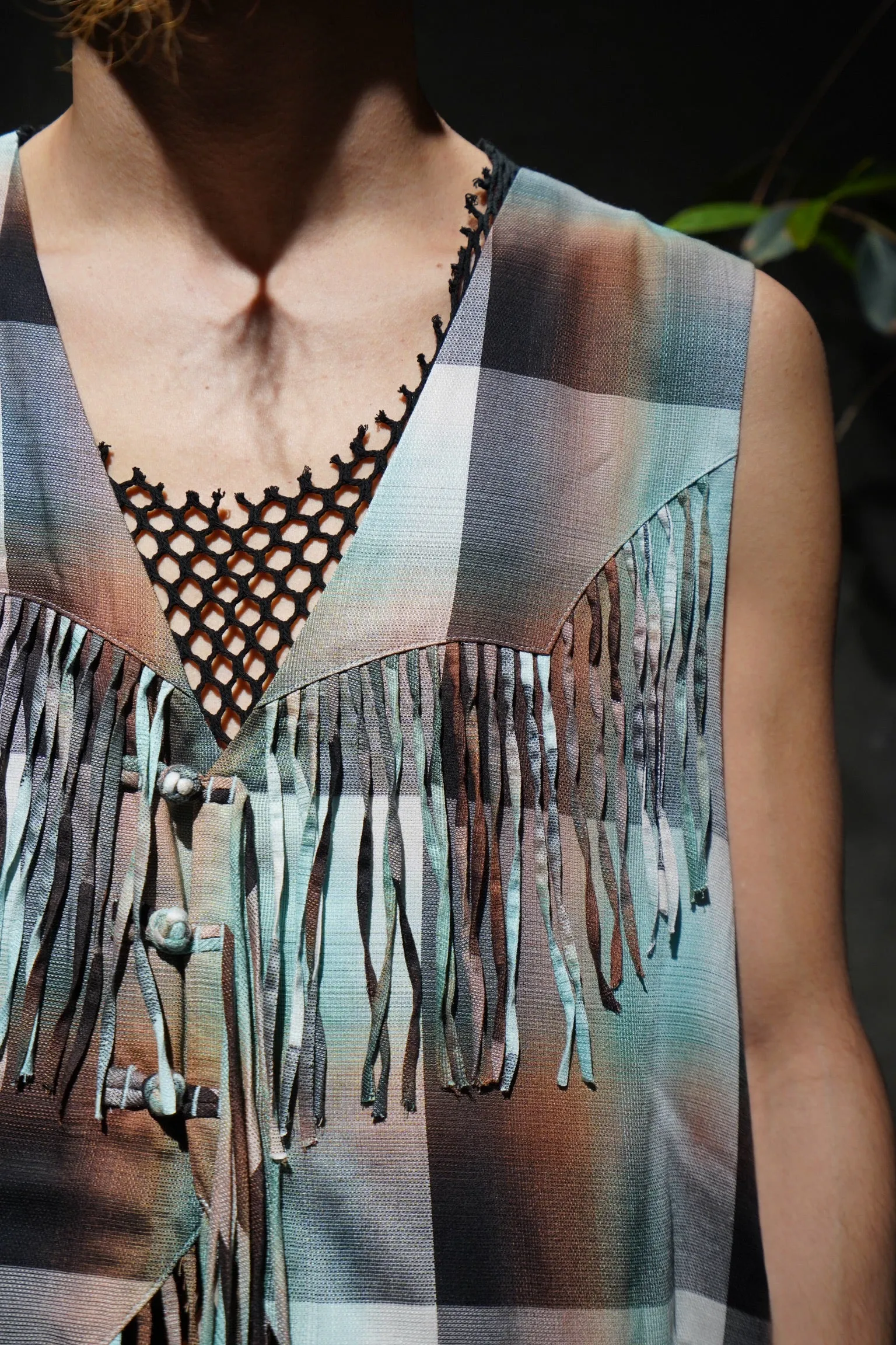 SUGARHILL SUGARHILL Ombre Panama Fringe Vest (GREEN)