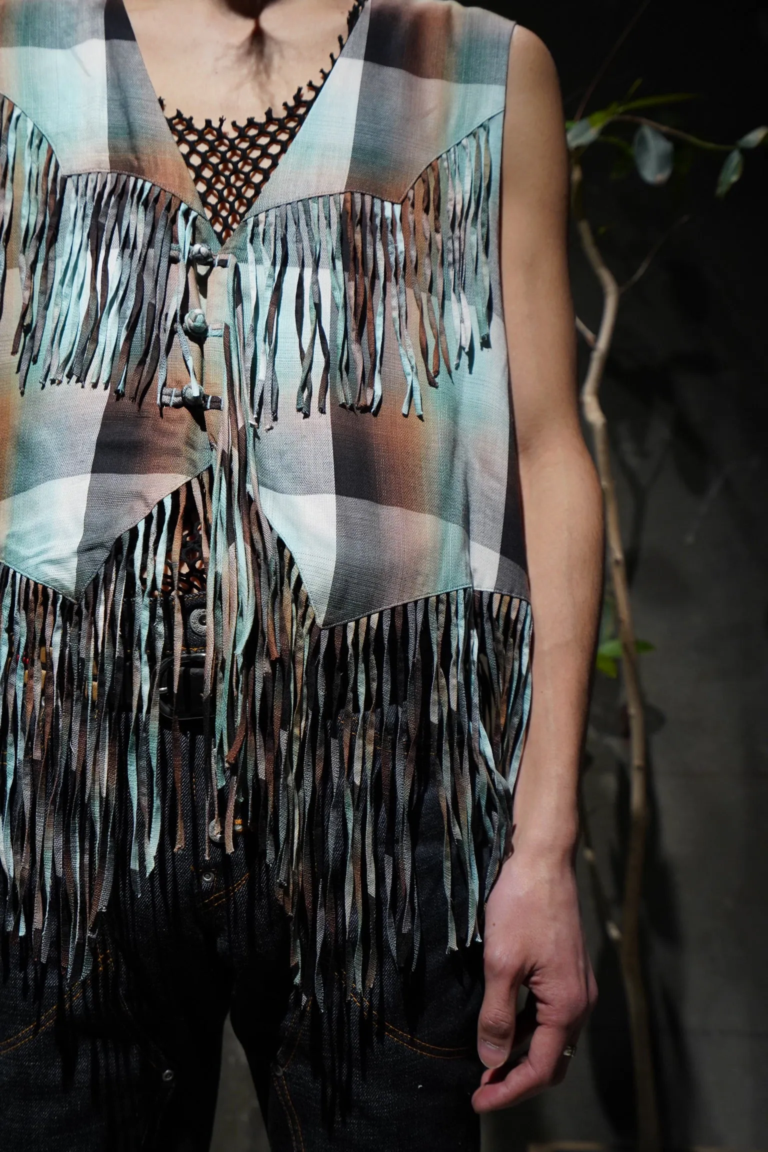 SUGARHILL SUGARHILL Ombre Panama Fringe Vest (GREEN)