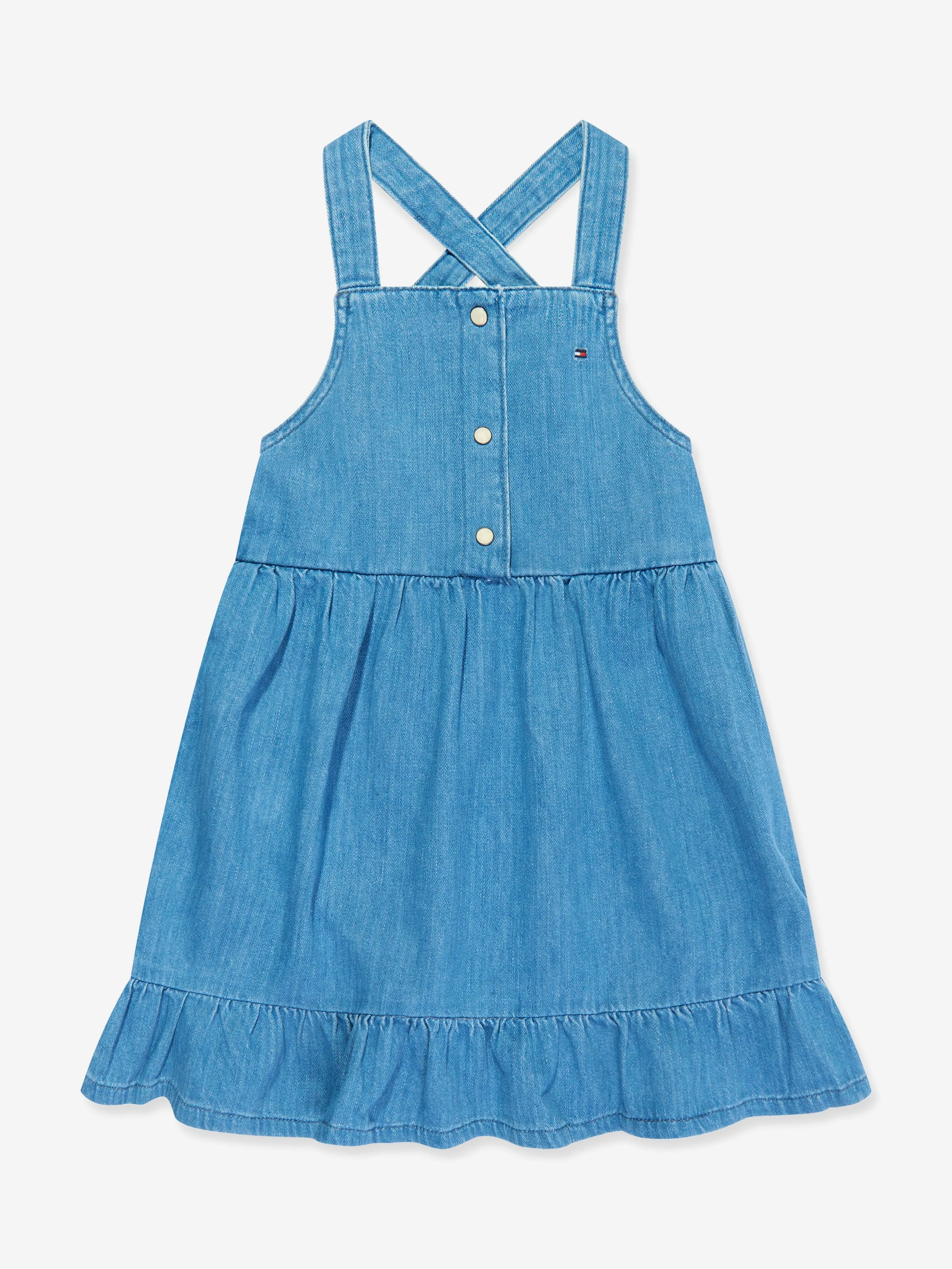Tommy Hilfiger Girls Strappy Summery Denim Dress in Blue