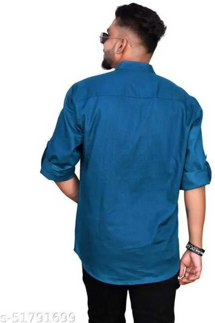 Trendy Cotton Solid Mandarin Chinese Collar Full Sleeves Hip Length Short Kurta For Men