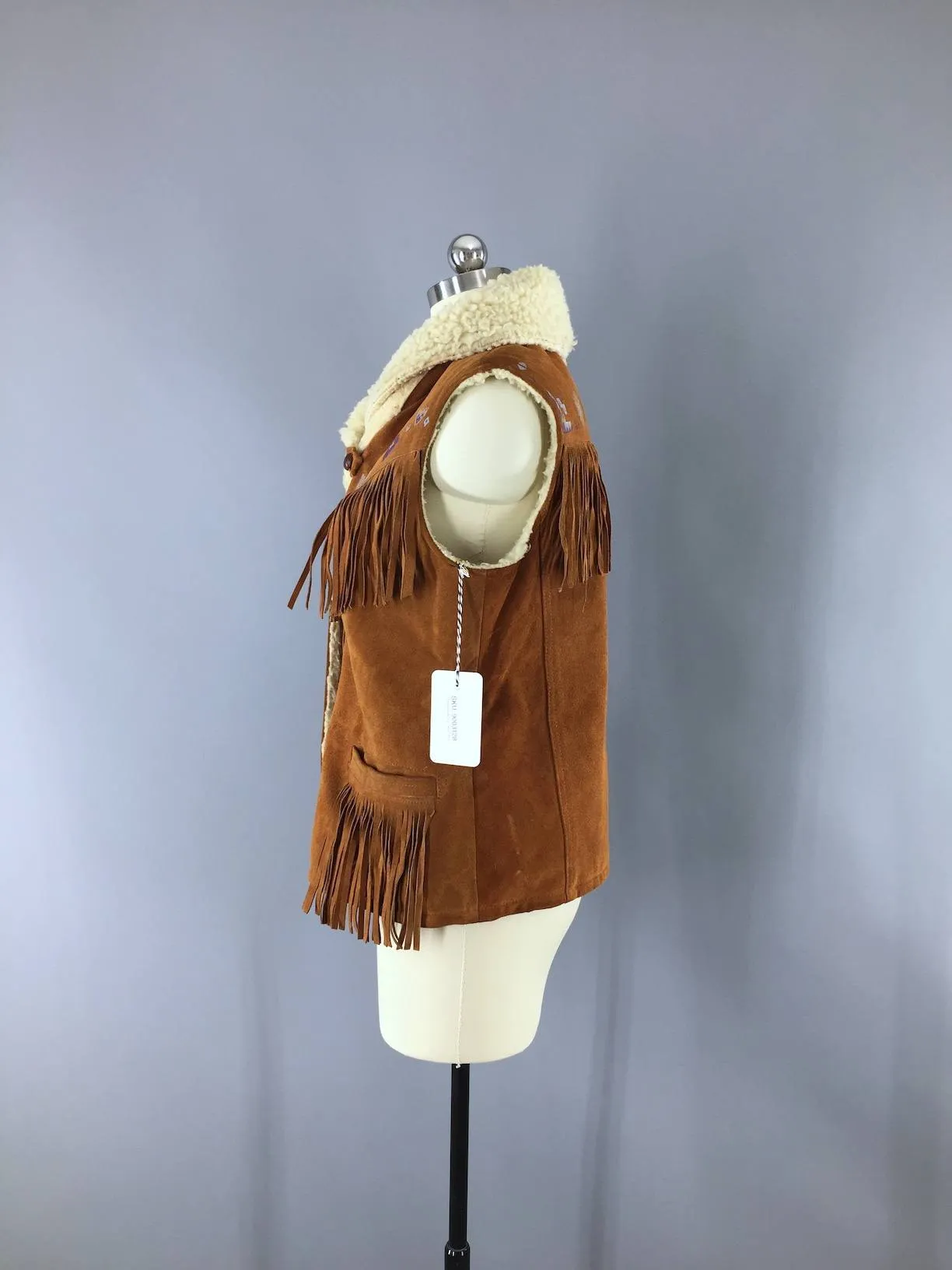 Vintage 1970s William Barry Suede Fringed Vest