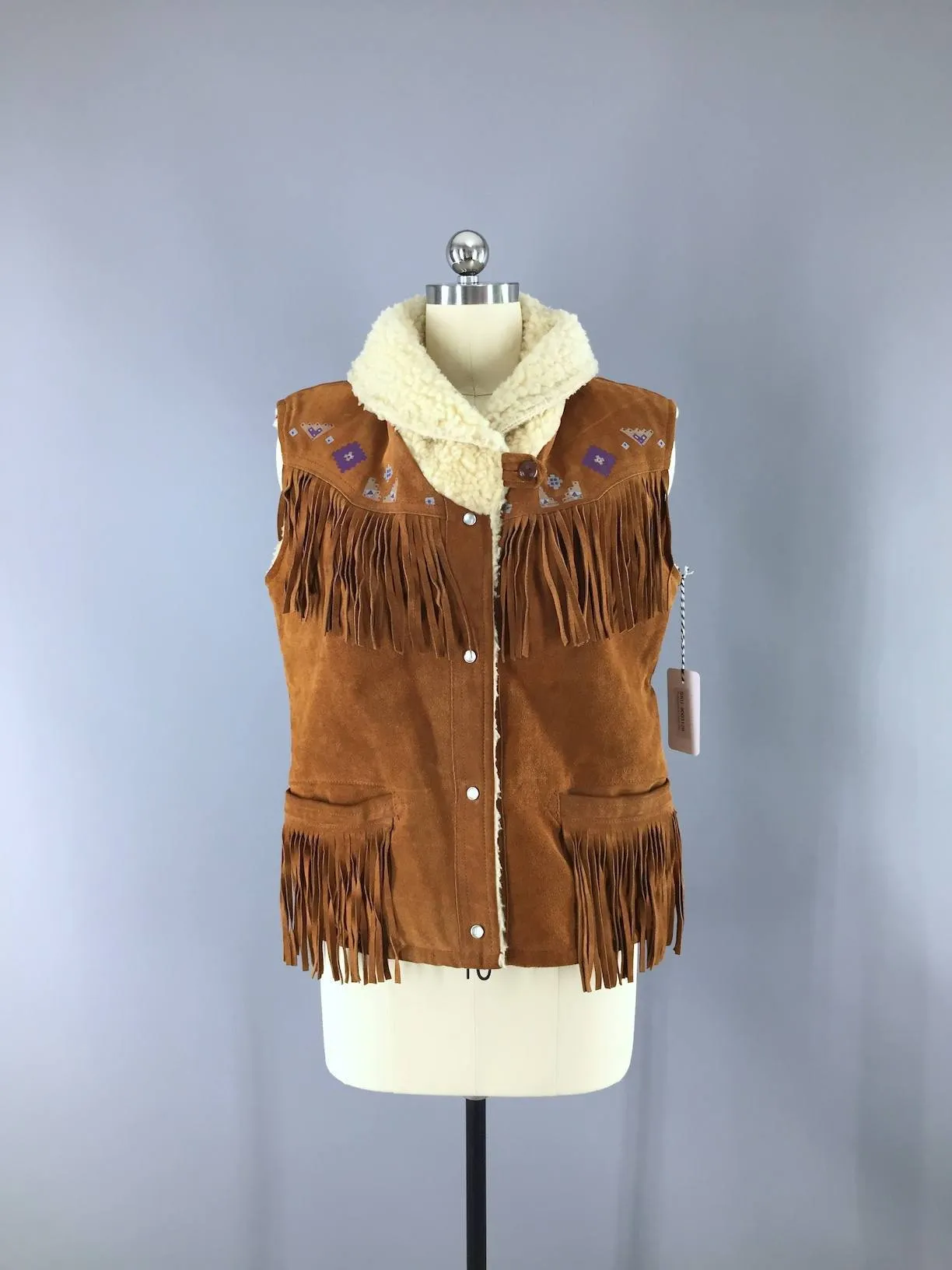 Vintage 1970s William Barry Suede Fringed Vest