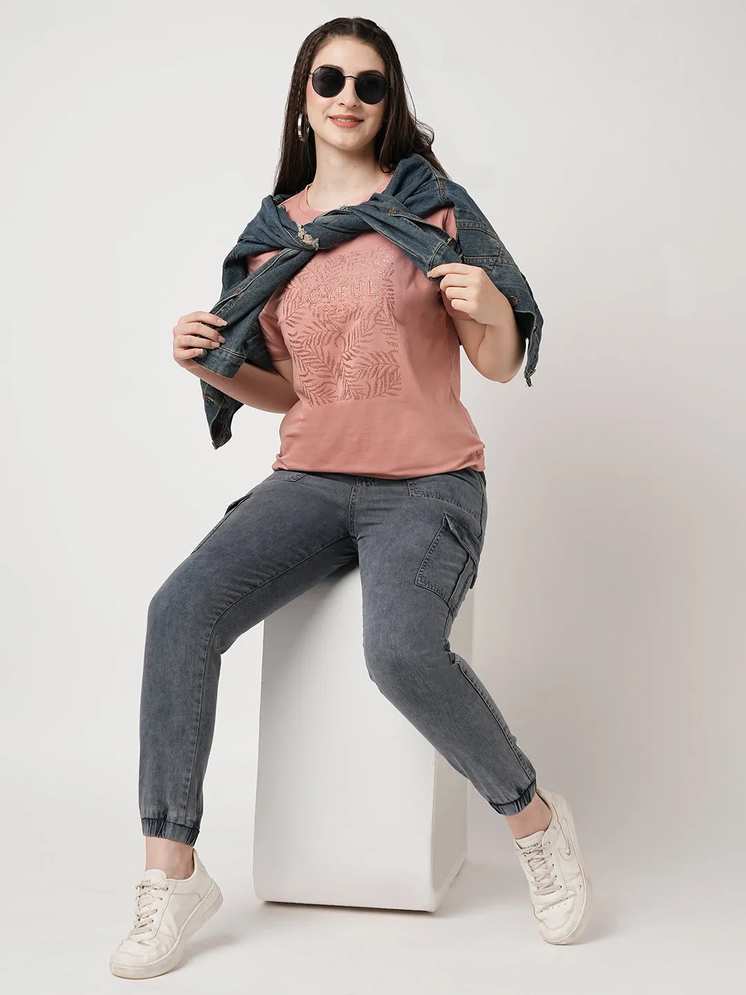 Women High-Rise Denim Jogger