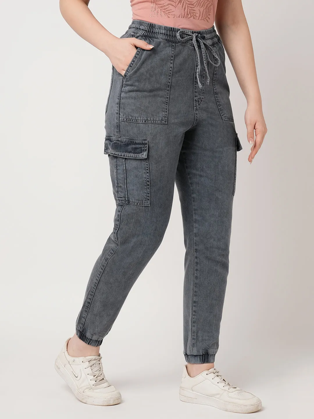 Women High-Rise Denim Jogger