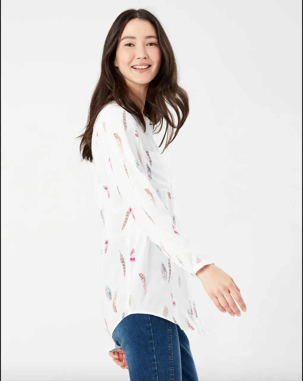 Women's Elvina Button Through Blouse - Cream Feather