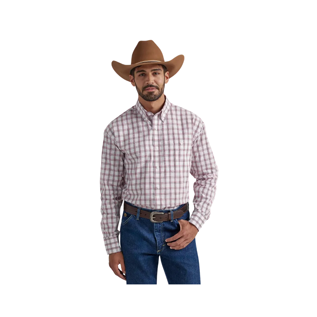 Wrangler Men's George Strait Button Down Red Shirt