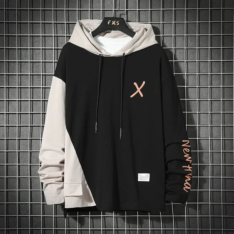 xiangtuibao Fashion Style Casual Spring Autumn Black Hoodie Sweatshirt Mens Hip Hop High Streetwear Clothes Plus Size 6XL 7XL
