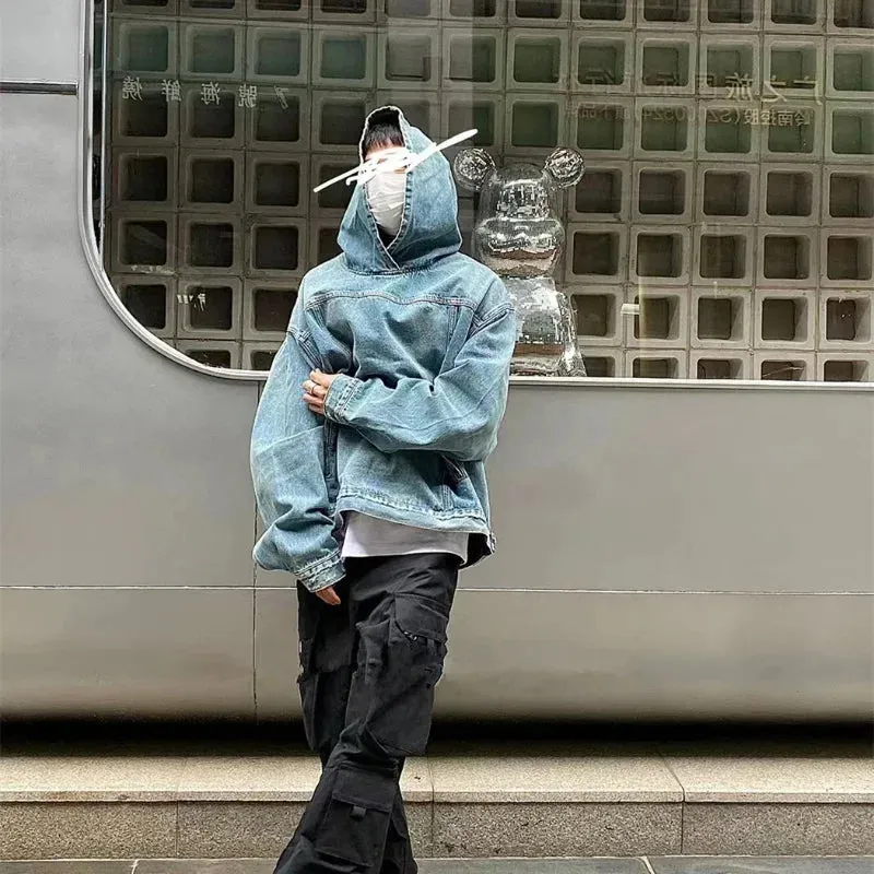 xiangtuibao High-end Vintage Men Hooded Jacket Sweatshirts Streetwear Casual Y2k Tops Loose Hip Hop Anime Hoodies Harajuku Pullovers