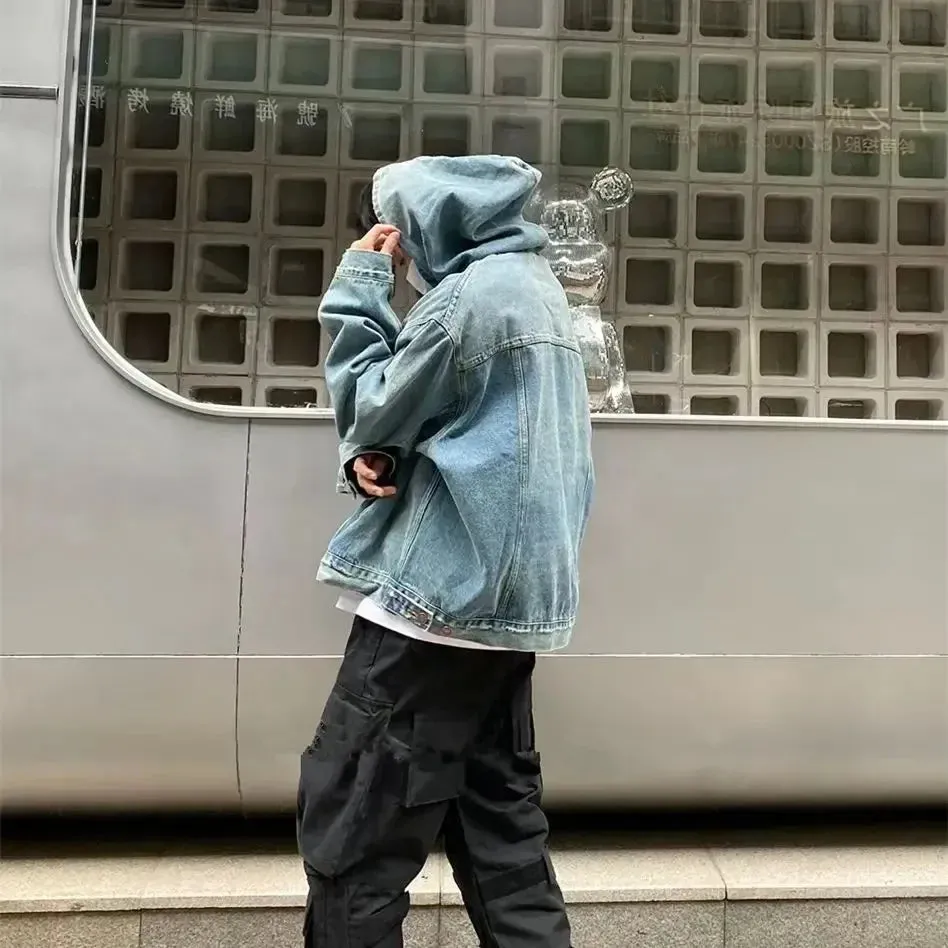 xiangtuibao High-end Vintage Men Hooded Jacket Sweatshirts Streetwear Casual Y2k Tops Loose Hip Hop Anime Hoodies Harajuku Pullovers