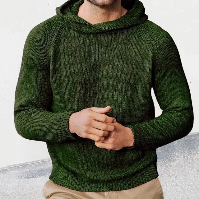 xiangtuibao New Spring Autumn Fashion Knitted Men Hooded Sweaters Mens Long Sleeve Pullovers Solid Knittwear Men Casual Clothing Streetwear