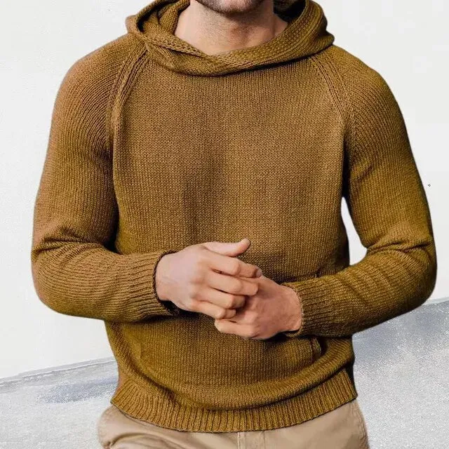 xiangtuibao New Spring Autumn Fashion Knitted Men Hooded Sweaters Mens Long Sleeve Pullovers Solid Knittwear Men Casual Clothing Streetwear