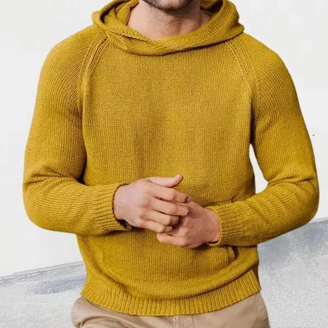 xiangtuibao New Spring Autumn Fashion Knitted Men Hooded Sweaters Mens Long Sleeve Pullovers Solid Knittwear Men Casual Clothing Streetwear