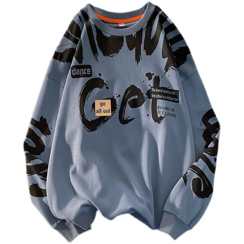 xiangtuibao Punk  Print Hip Hop Streetwear Sweatshirt Men'S Black White Hoodies Spring Autumn Casual Streetwear Clothes