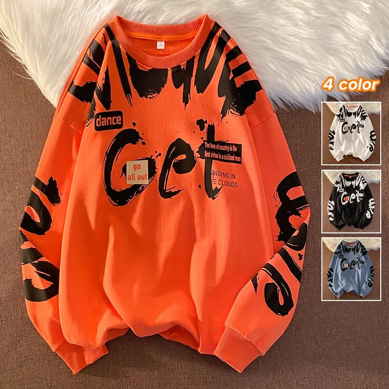 xiangtuibao Punk  Print Hip Hop Streetwear Sweatshirt Men'S Black White Hoodies Spring Autumn Casual Streetwear Clothes