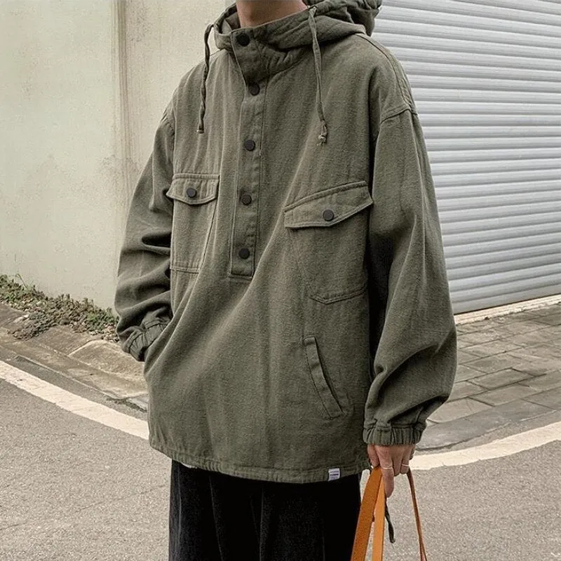 xiangtuibao Vintage Hooded Jacket Bomber Jacket Streetwear Military Hoodies Sweatshirts Loose Mountain Climbing Casual Jackets Sportswear