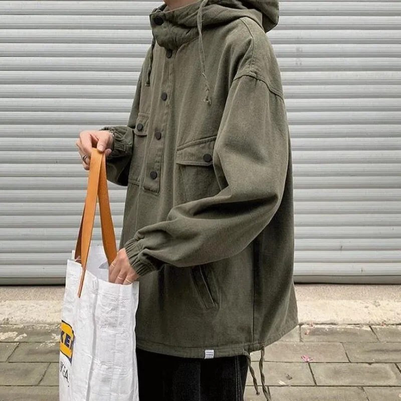 xiangtuibao Vintage Hooded Jacket Bomber Jacket Streetwear Military Hoodies Sweatshirts Loose Mountain Climbing Casual Jackets Sportswear