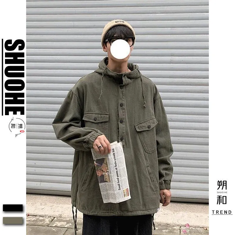 xiangtuibao Vintage Hooded Jacket Bomber Jacket Streetwear Military Hoodies Sweatshirts Loose Mountain Climbing Casual Jackets Sportswear
