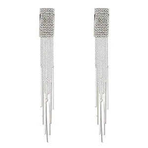 Yellow Chimes Earrings for Women and Girls | Fashion White Stone Crystal Dangler | Silver Tone Dangler Earring | Accessories Jewellery for Women | Birthday Gift for Girls and Women Anniversary Gift for Wife