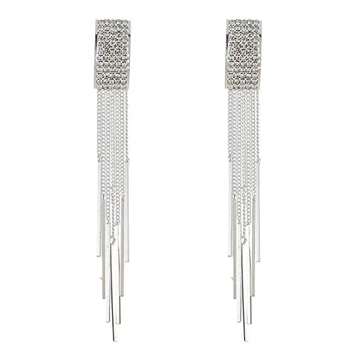 Yellow Chimes Earrings for Women and Girls | Fashion White Stone Crystal Dangler | Silver Tone Dangler Earring | Accessories Jewellery for Women | Birthday Gift for Girls and Women Anniversary Gift for Wife